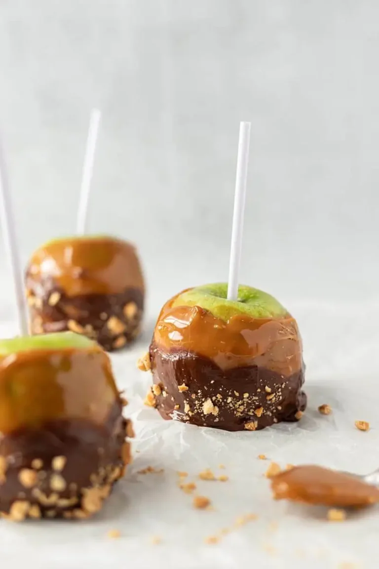 Choco-Caramel Candied Apple Pops with Nut Crumble